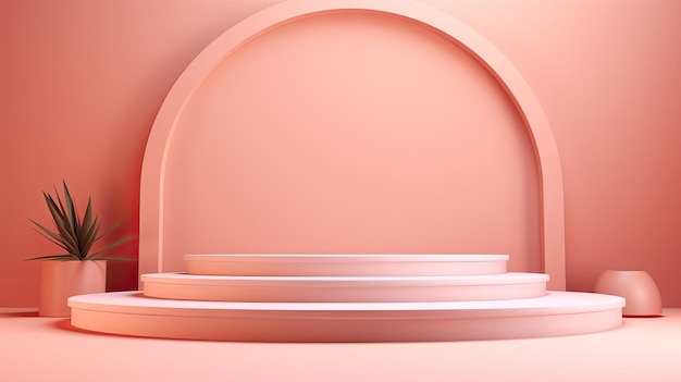 a pink wall with a round mirror and a pink frame