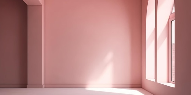 A pink wall with a sun shining on it