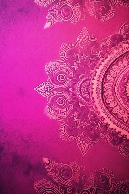 Photo pink wallpaper with a mandala design