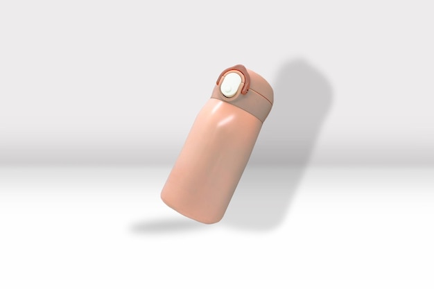 Photo pink water bottle thermos mockup 3d