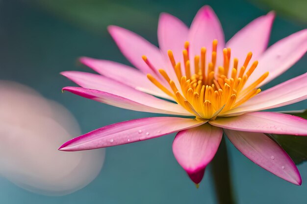 a pink water lily with the word water on it