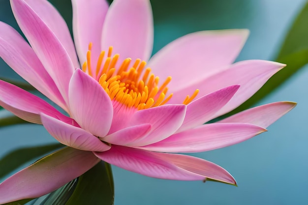 a pink water lily with yellow petals and a pink flower with the word lily on it.