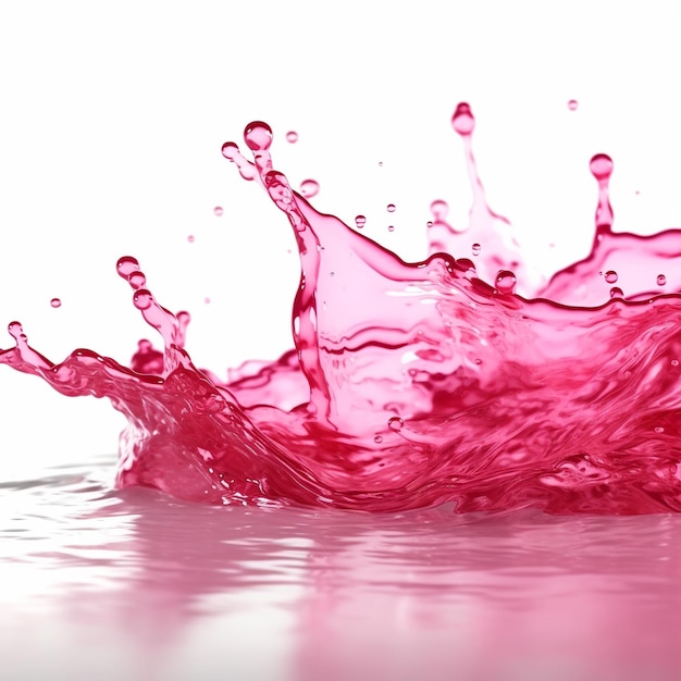 Photo a pink water splash with a red background and the word pink on it