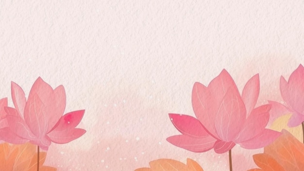 Photo pink watercolor background with a lotus flower