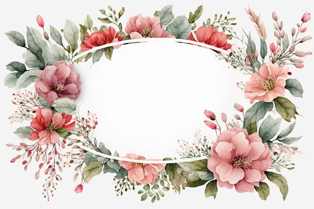 Photo pink watercolor floral frame background