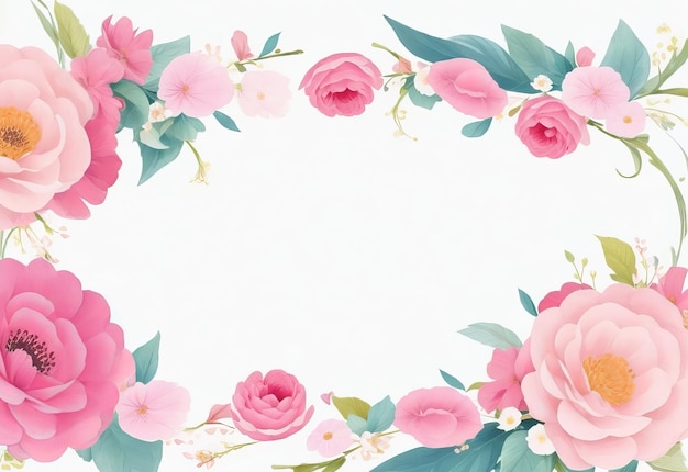 Pink watercolor flowers background