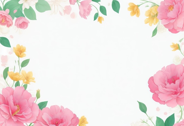 Pink watercolor flowers background