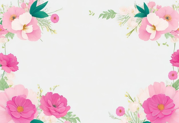 Pink watercolor flowers background