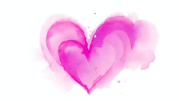 A Pink Watercolor Heart Shape on a white background