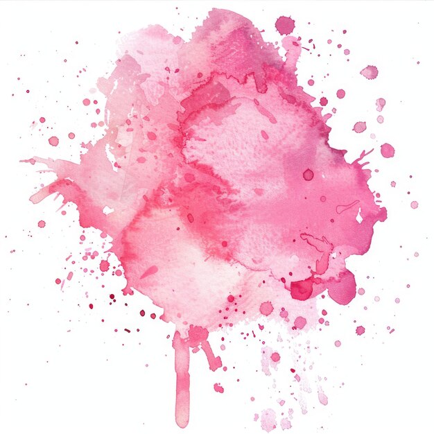 Pink Watercolor Splotch Texture Abstract Element of Paint Shape with Bright Colours