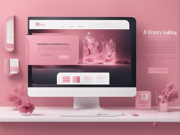 Photo a pink website with a webpage on it