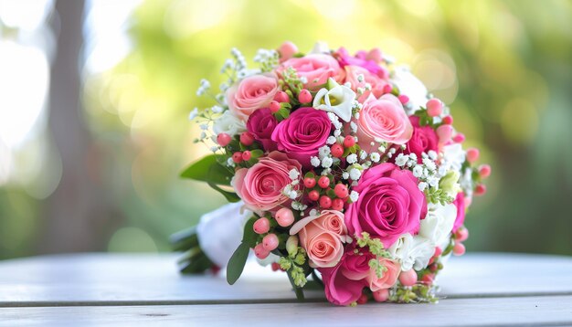 Photo pink wedding bouquet