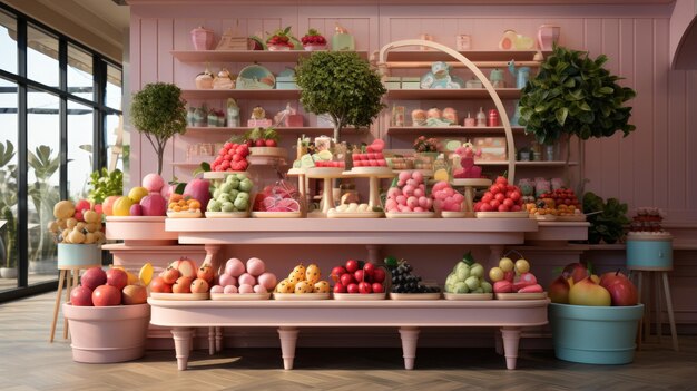 Pink and Whimsical Fruit Shop