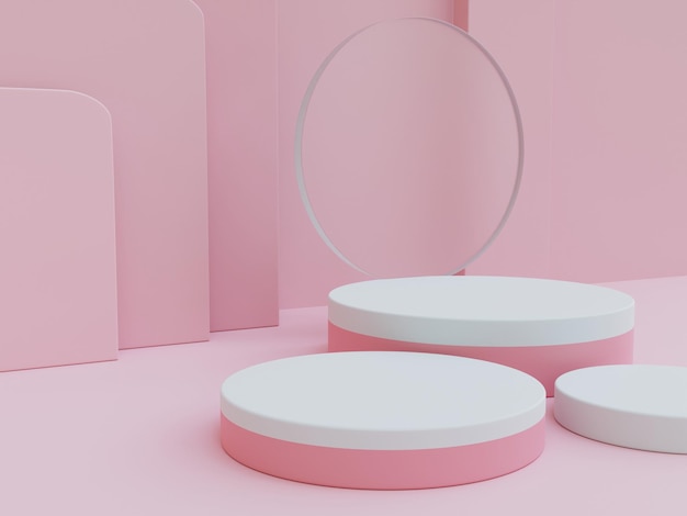 Pink and White 3d rendered Podium Design