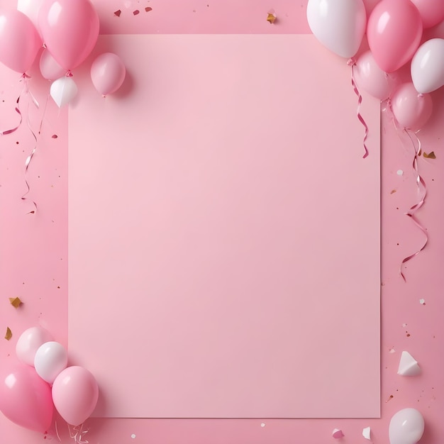 Photo pink and white balloons with hearts and hearts on a pink background