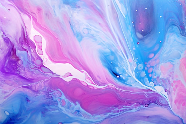 Pink white and blue abstract painting the colour purple by person in the style of fluid formatio