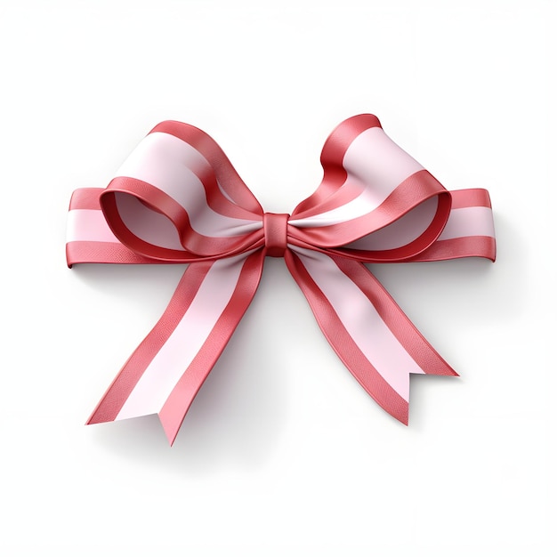 A pink and white bow with stripes on it