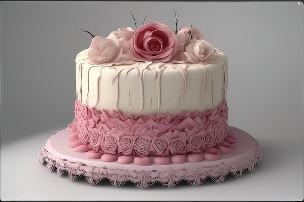 a pink and white cake with the number 8 on it