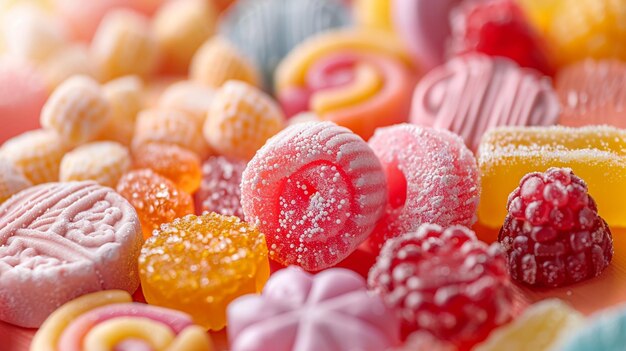 Photo a pink and white candy dish with pink candies on the bottom