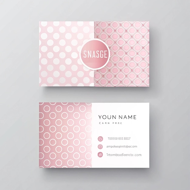 a pink and white card with a pink polka dot background