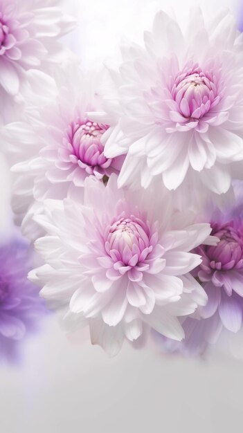 Pink and white chrysanthemum white purple chrysanthemums flowers on white background ai generated