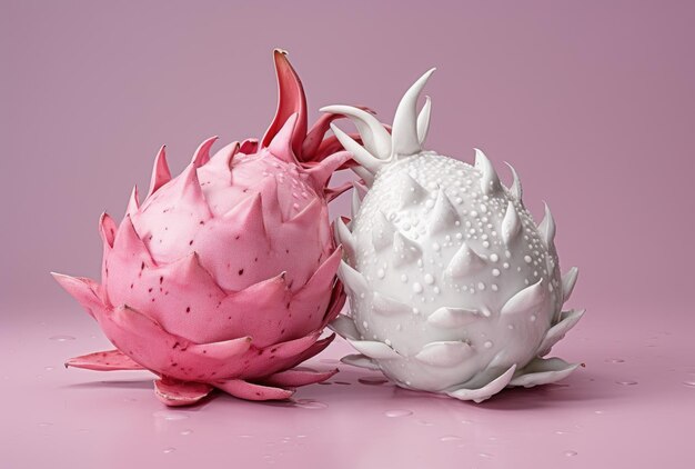 Pink and white dragon fruits