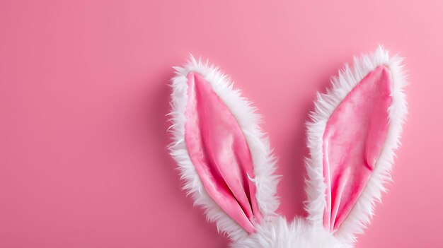 Pink and white fancy dress rabbit ears on a white background