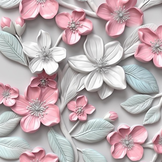 A pink and white floral background with a floral pattern.