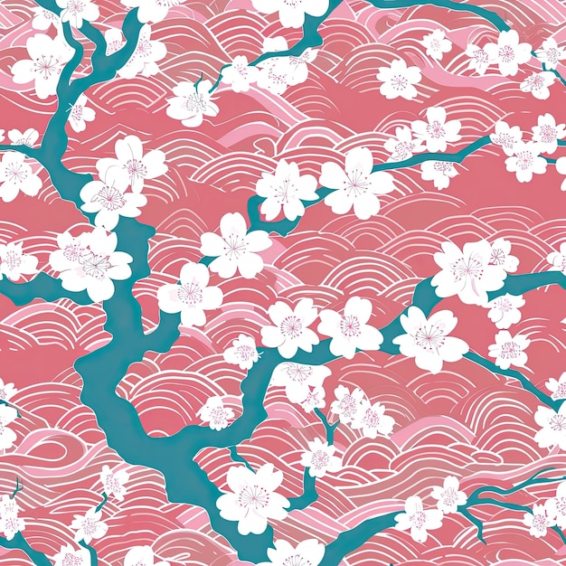 Photo a pink and white floral pattern with a pink and white flower