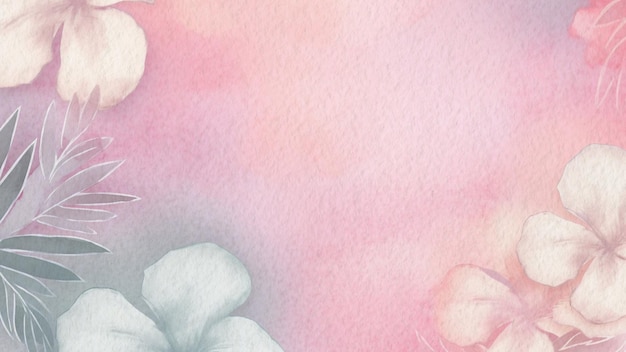 Pink and white flowers on a watercolor background