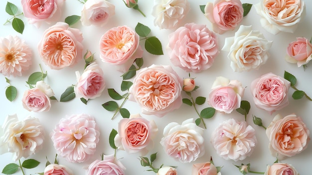 Pink and white flowers on white surface