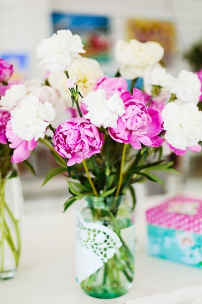 Pink and white flowers