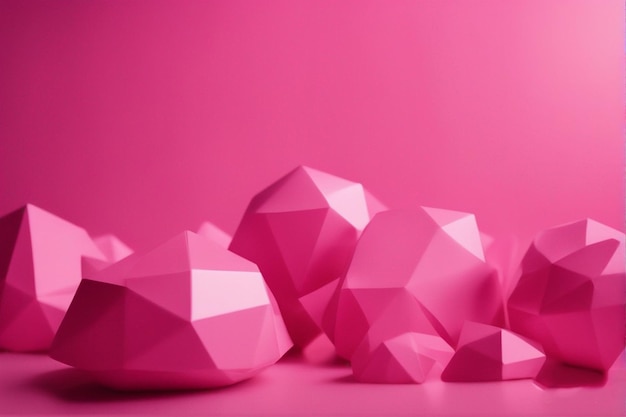 Photo pink and white geometric shapes on a pink background