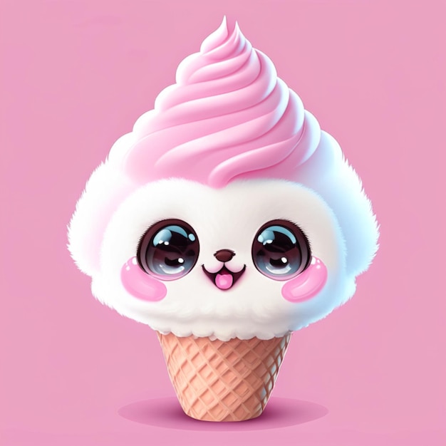 Pink and white ice cream