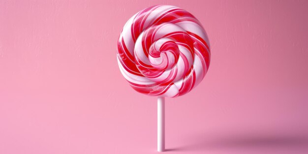 a pink and white lollipop on a pink background