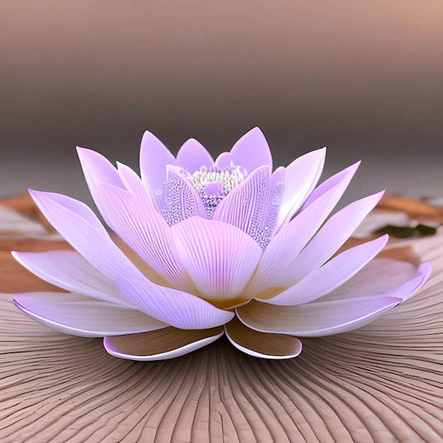 A pink and white lotus flower is shown with a brown background.