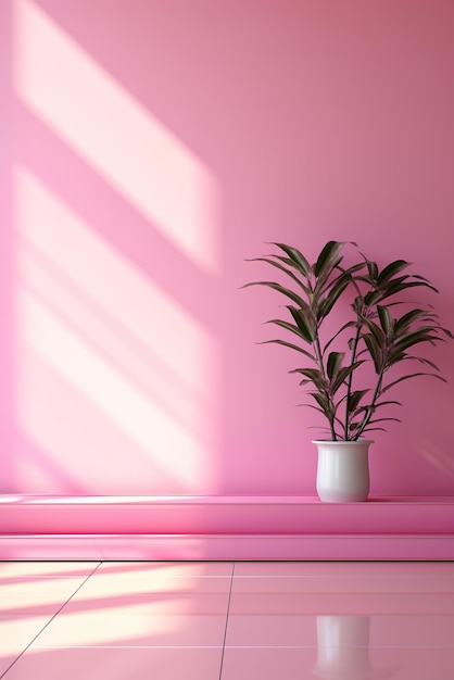 Розовый и белый минималистский дизайн интерьера