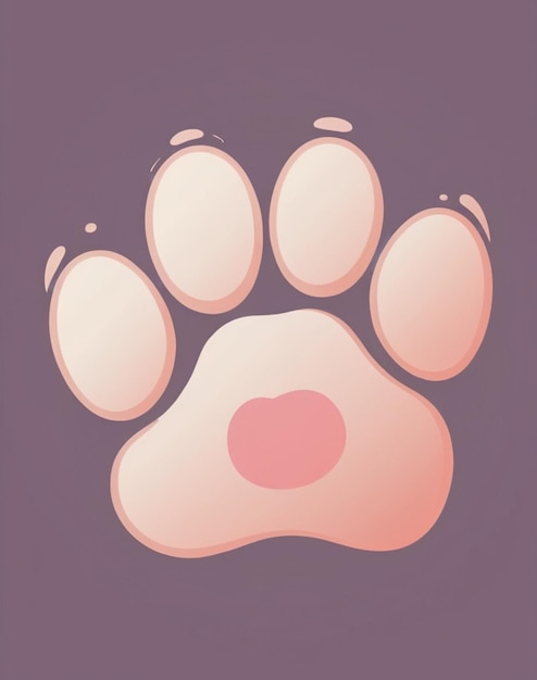 Photo a pink and white paw print with a pink dot on it