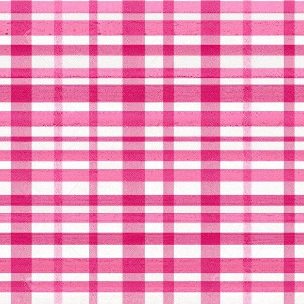 Photo a pink and white plaid fabric with a small pattern generative ai