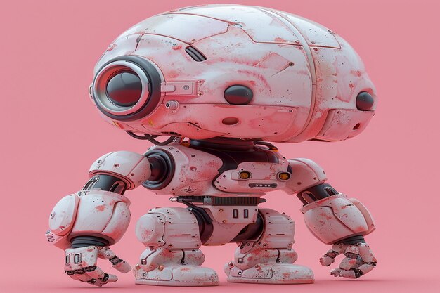 розовый и белый робот с числом 3 на нем