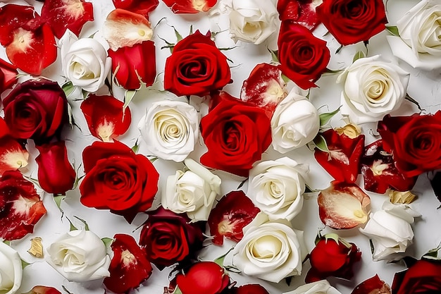 Pink and white Rose Bouquet Background AI generated