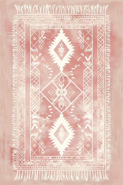 Photo a pink and white rug with a white design on the bottom