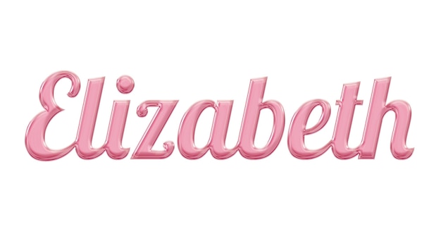 A pink and white sign that says elizabeth.