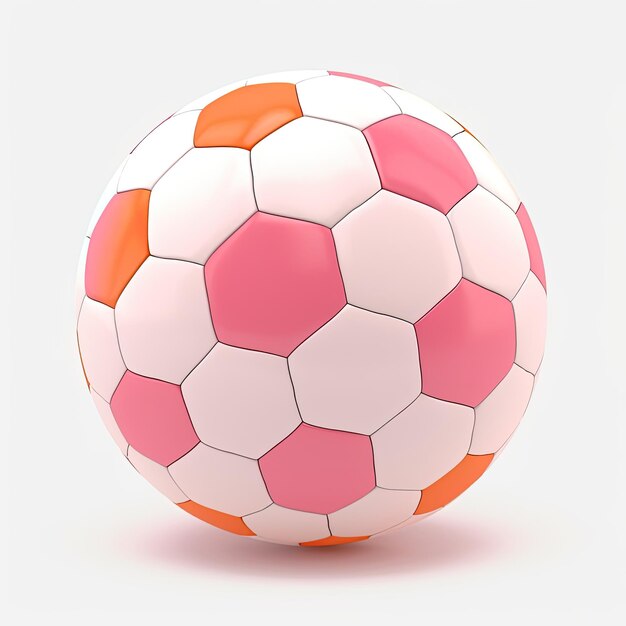 A pink and white soccer ball with the pink and white stripes.