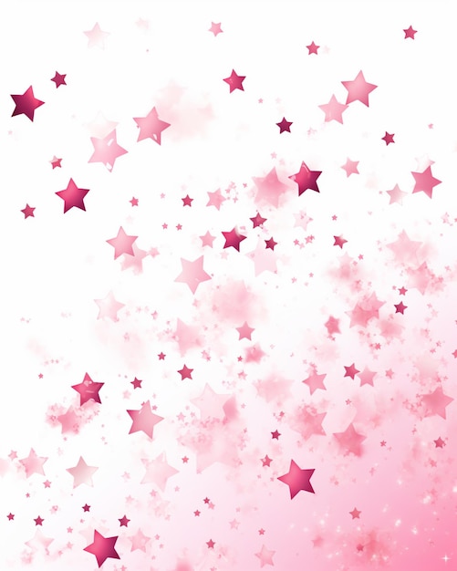 Pink and white stars are falling from the sky in a pink background generative ai