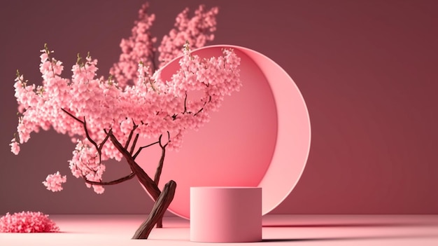 pink and white tree on a pink background