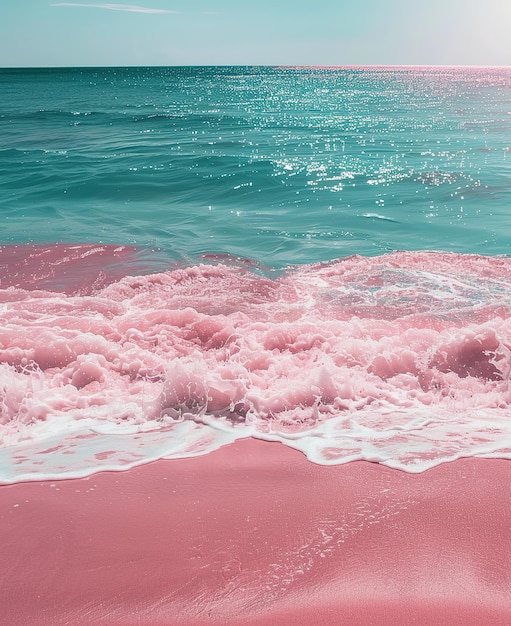 Photo a pink and white wave is in the water