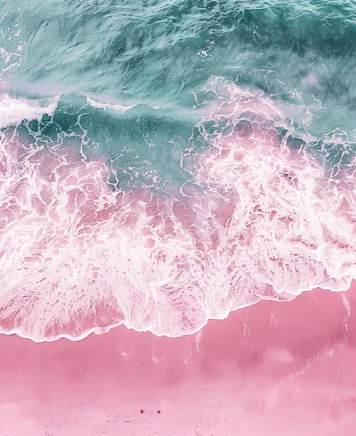 a pink and white wave is in the water