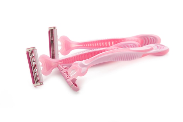 Pink woman razors isolated on a white background