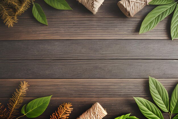 Photo pink wooden surface with decorative twigs